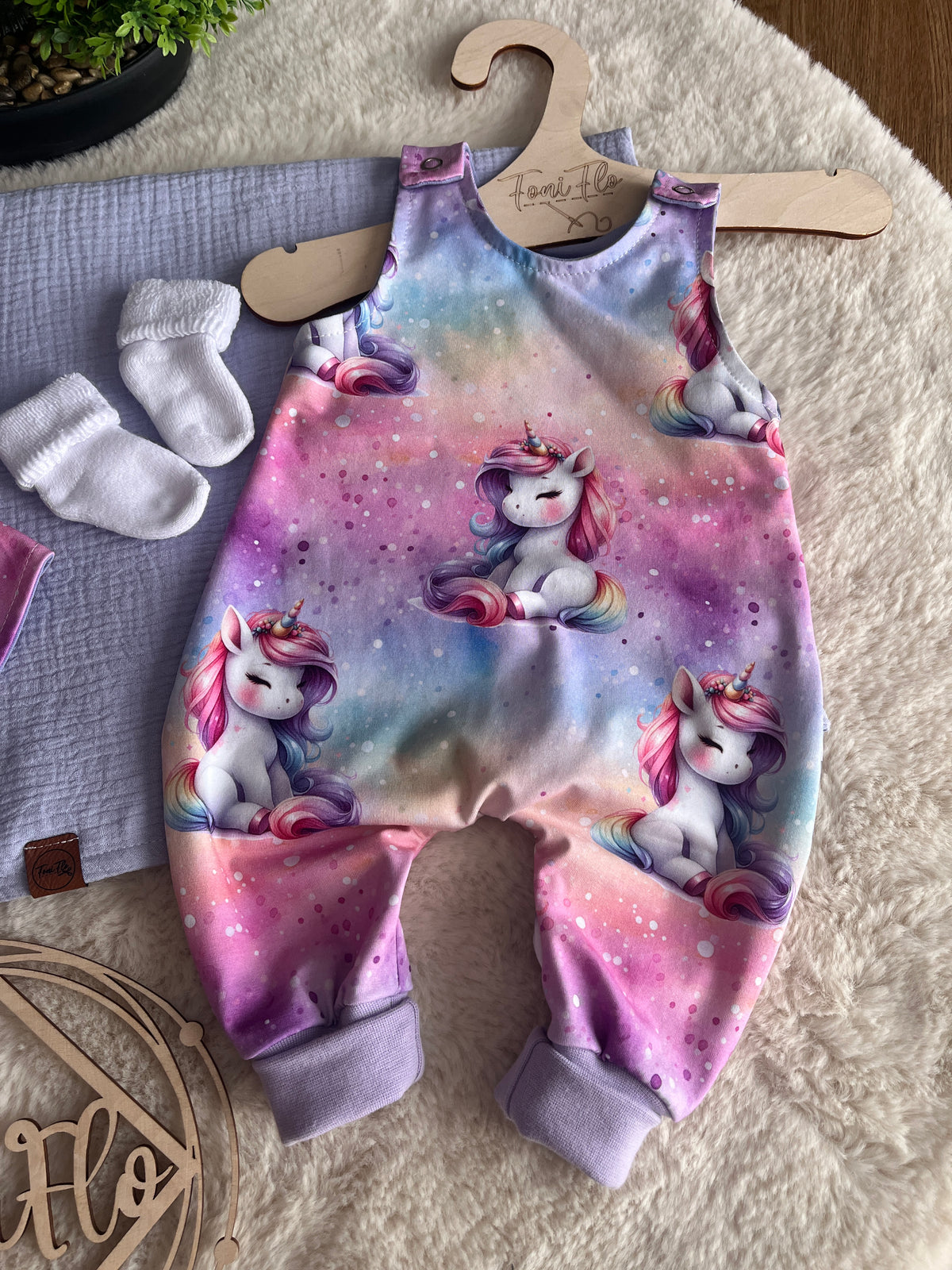 Geschenkset Geburt Einhorn Flieder Gr. 56