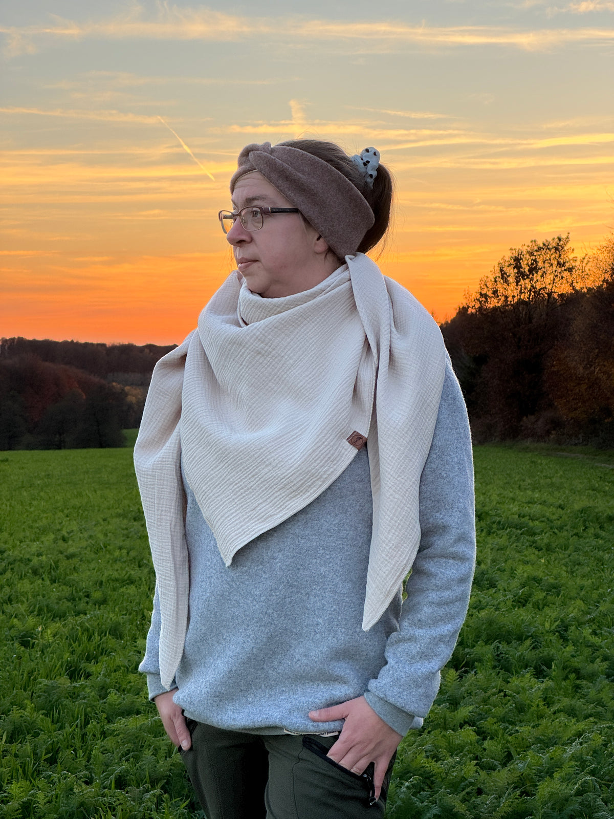 XXL Musselin-Halstuch Beige