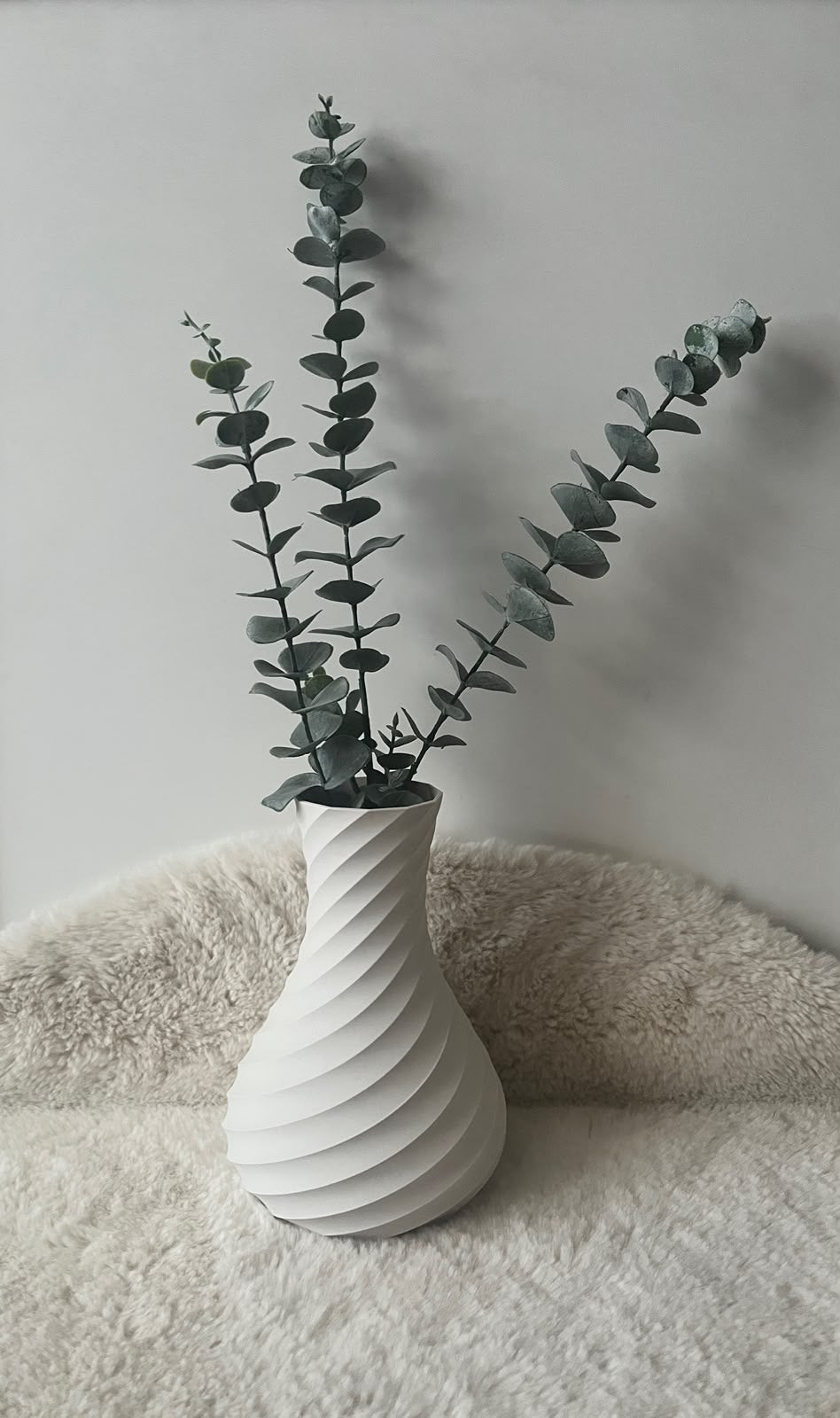 Spiralvase 20 cm Cremeweiß